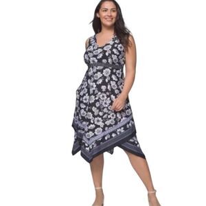 SOMA Women's Floral Print Sleeveless Handkerchief Dress Black Size Small